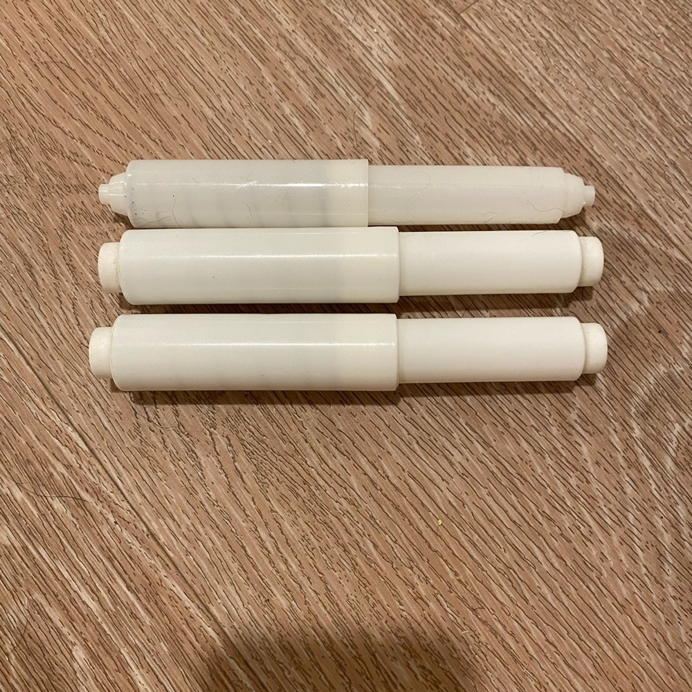Set of Three 3 Pack - White Toilet Paper Holder Spring Roller